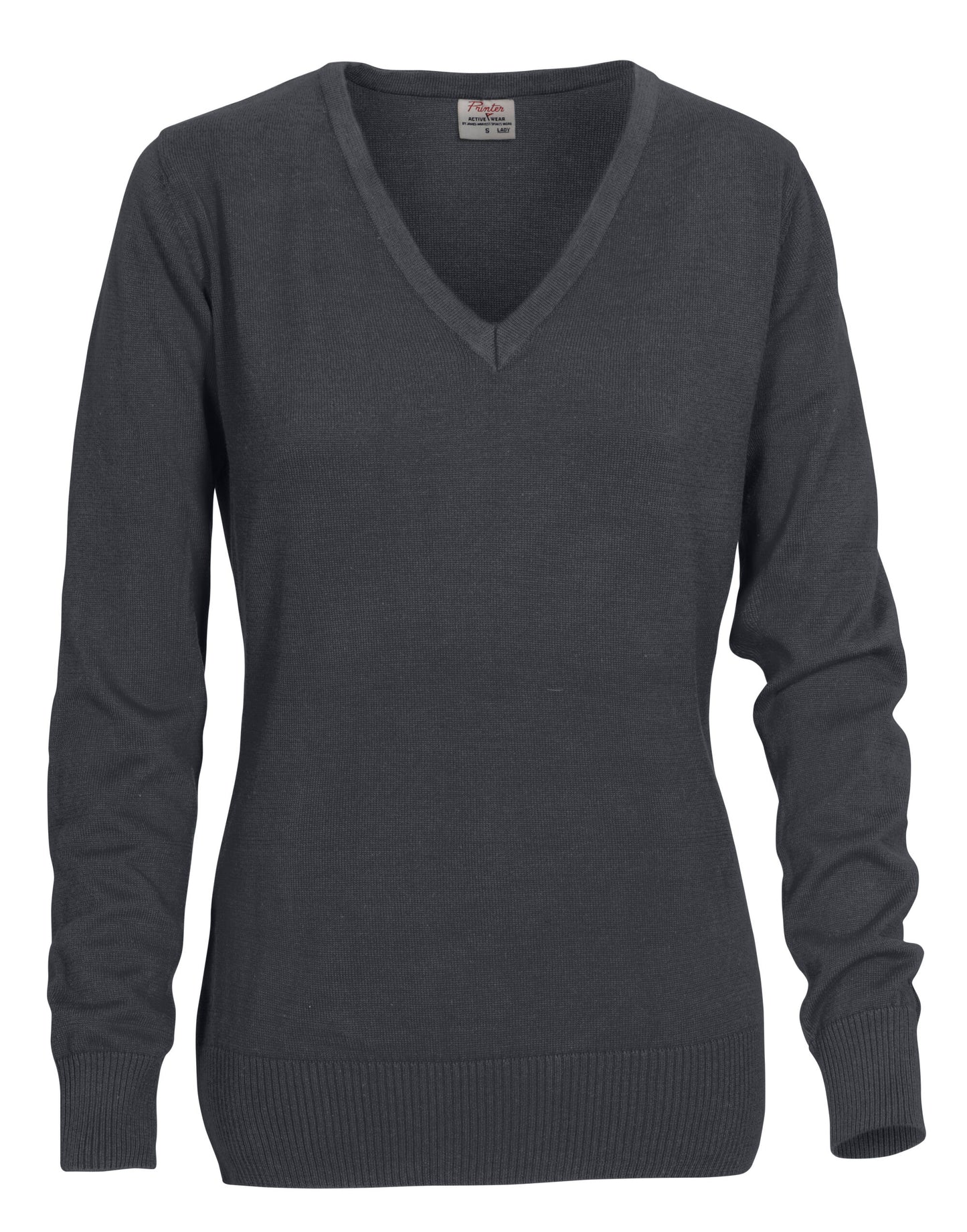 Ladies Forehand Knitted V Neck - Steel Grey