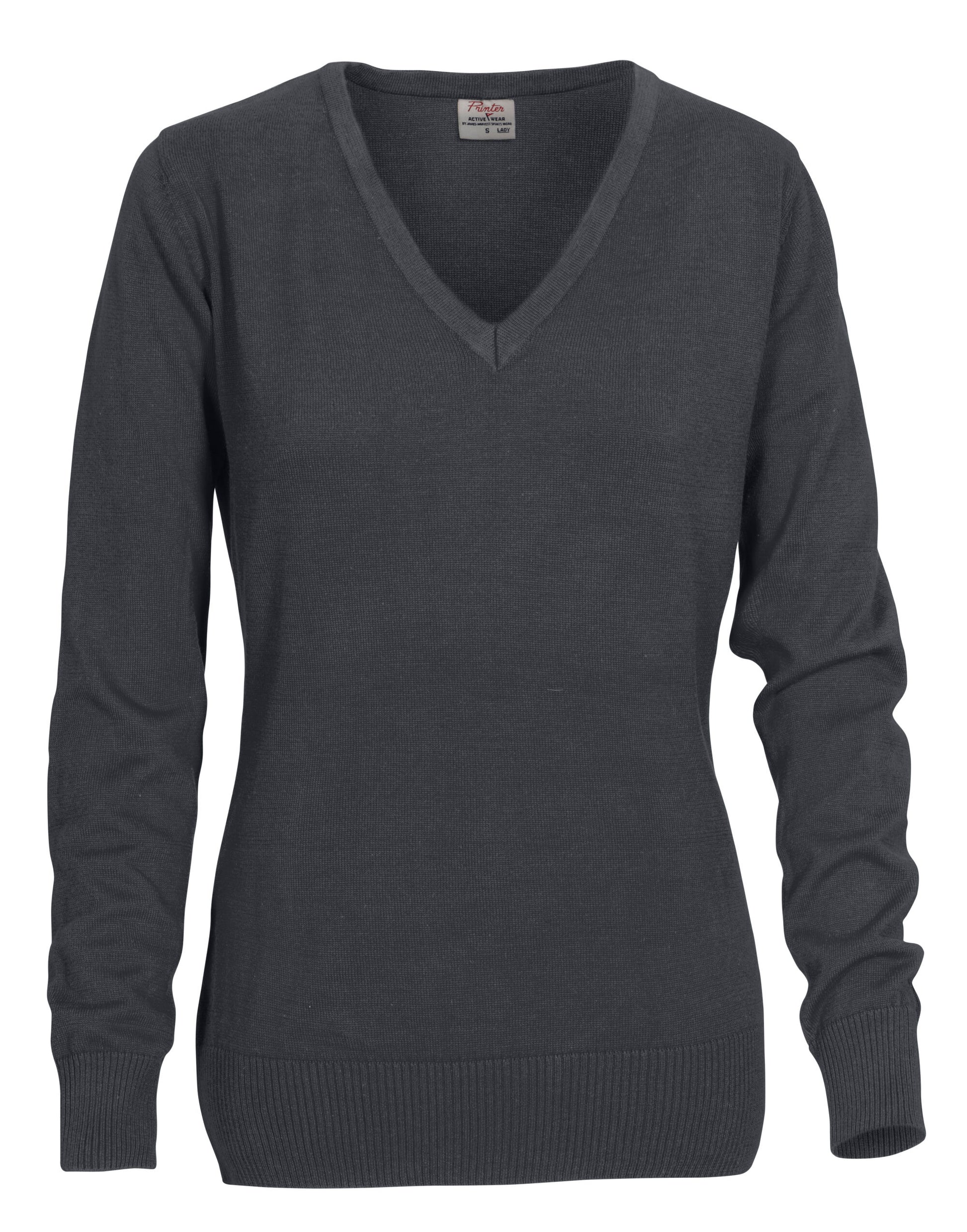 Ladies Forehand Knitted V Neck - Steel Grey