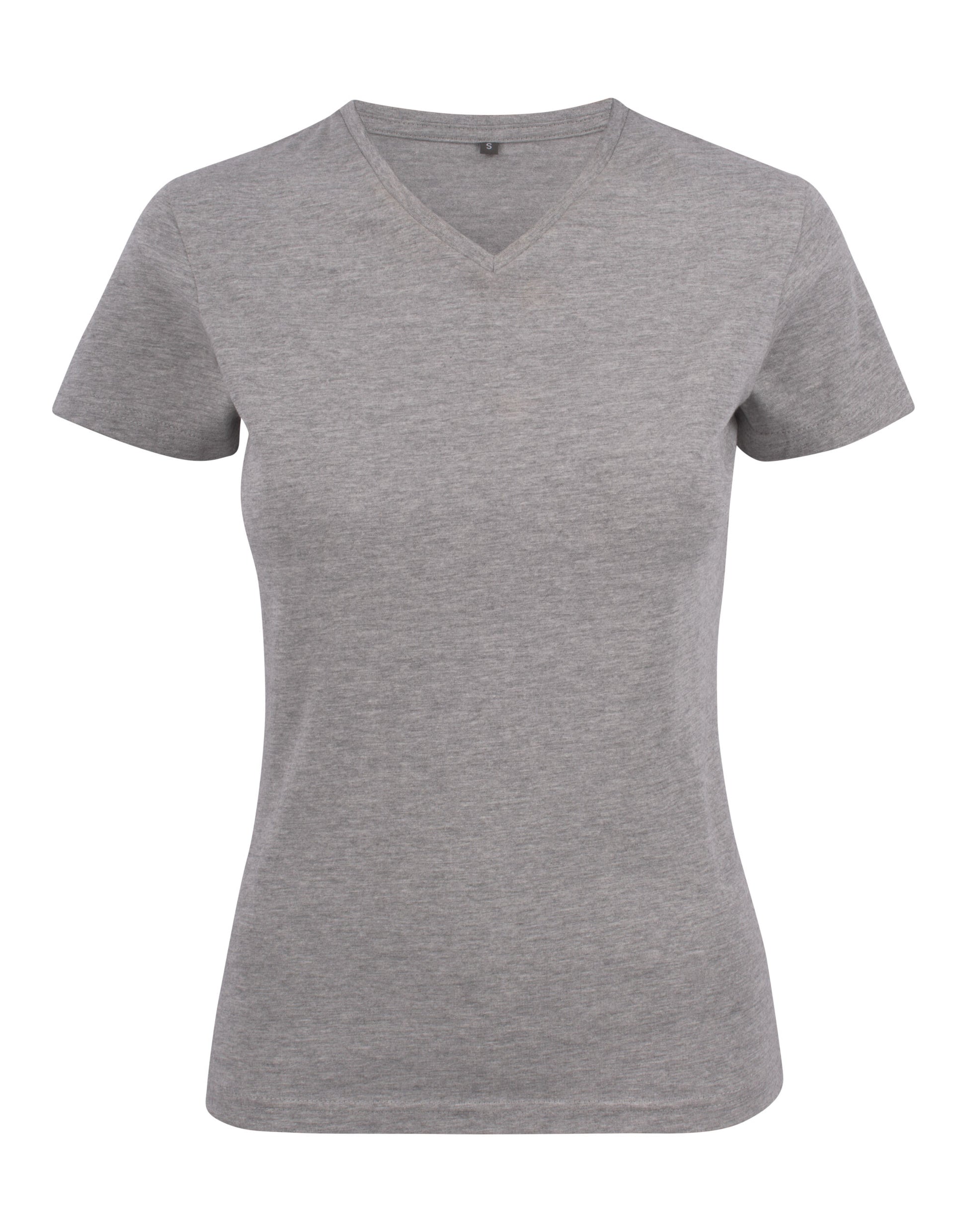 Ladies Heavy V-Neck T-Shirt - Grey Melange