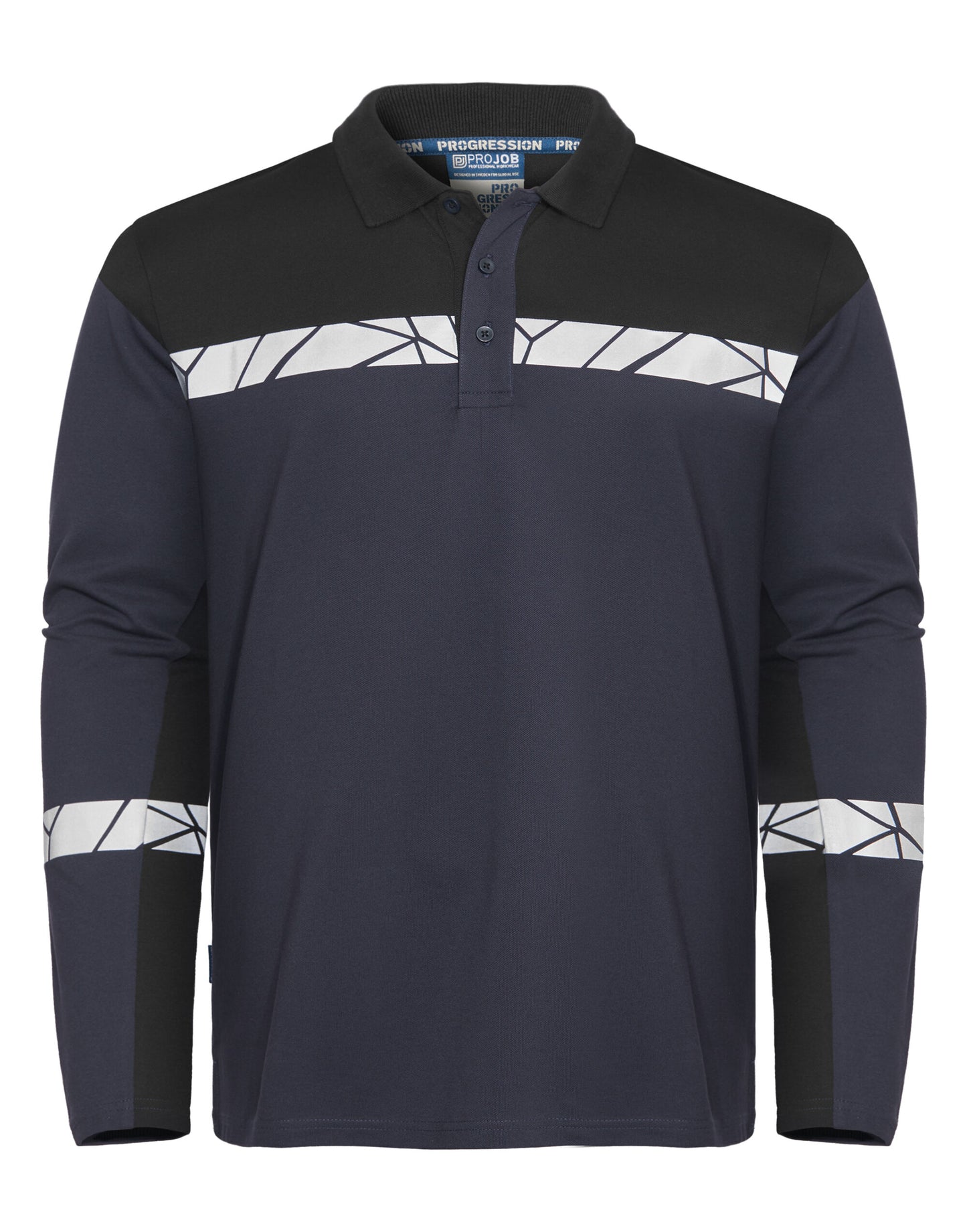 Progression 7004 Long Sleeve Pique Polo - Navy/Black