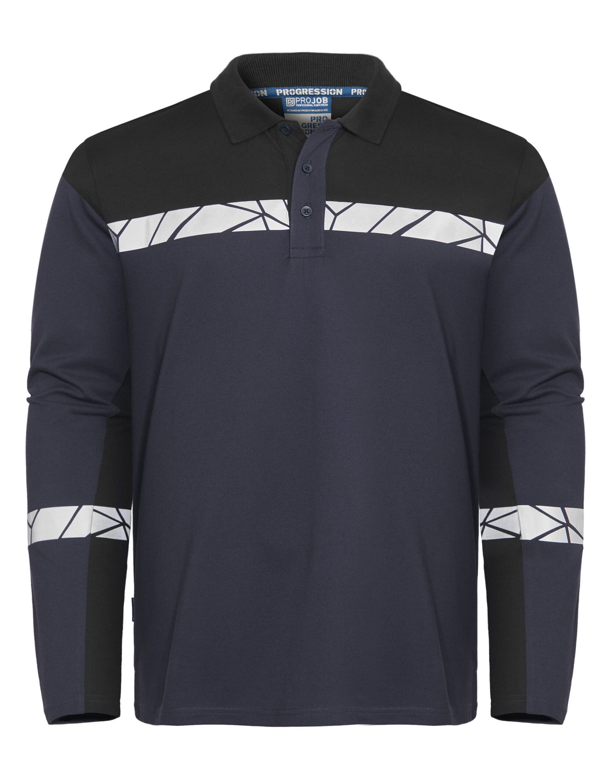 Progression 7004 Long Sleeve Pique Polo - Navy/Black
