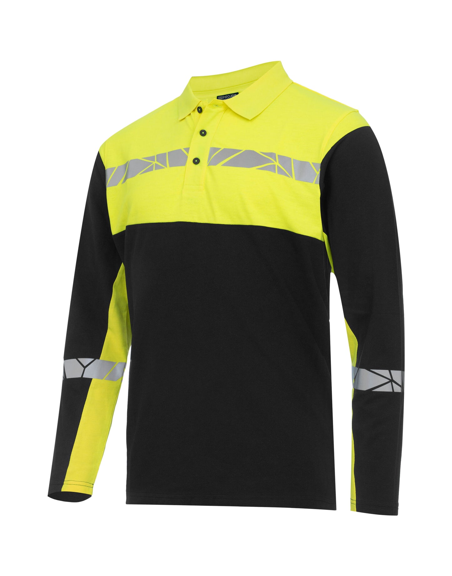 Progression 7004 Long Sleeve Pique Polo - Black/Yellow