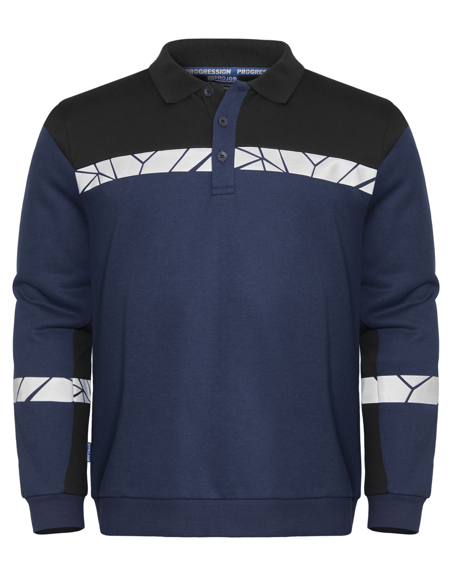 Progression 7100 Long Sleeve Polo Sweatshirt - Navy/Black