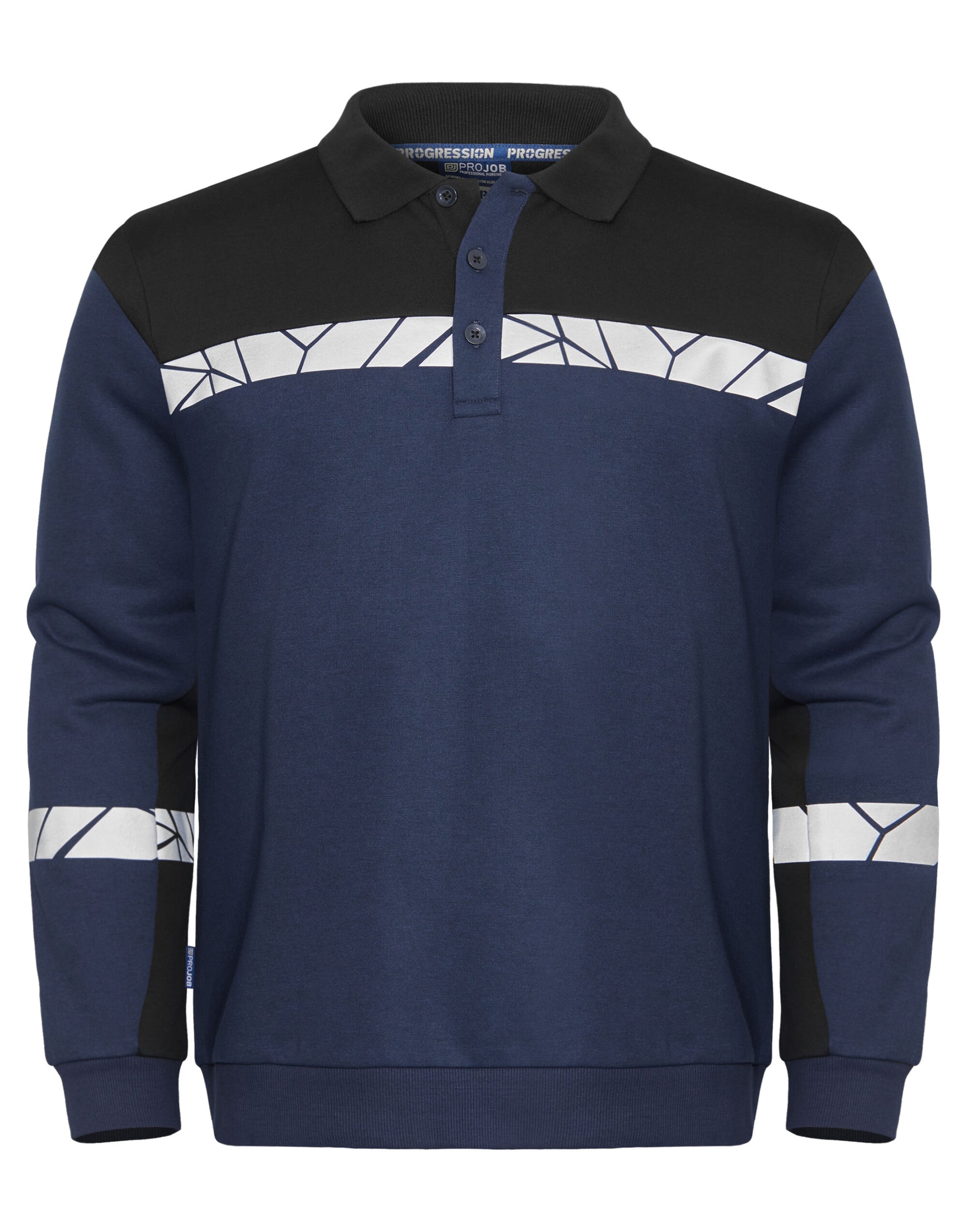 Progression 7100 Long Sleeve Polo Sweatshirt - Navy/Black