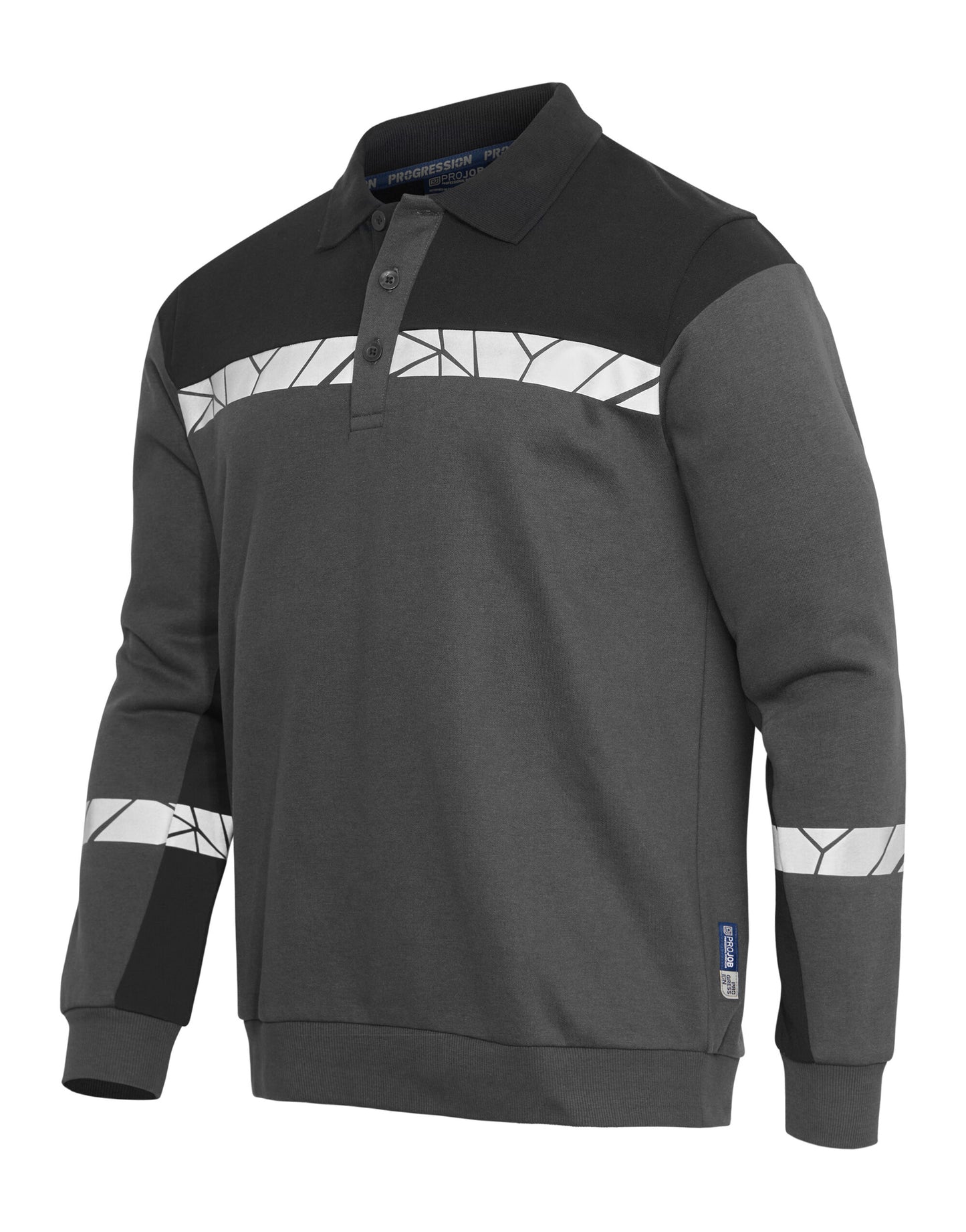 Progression 7100 Long Sleeve Polo Sweatshirt - Grey/Black