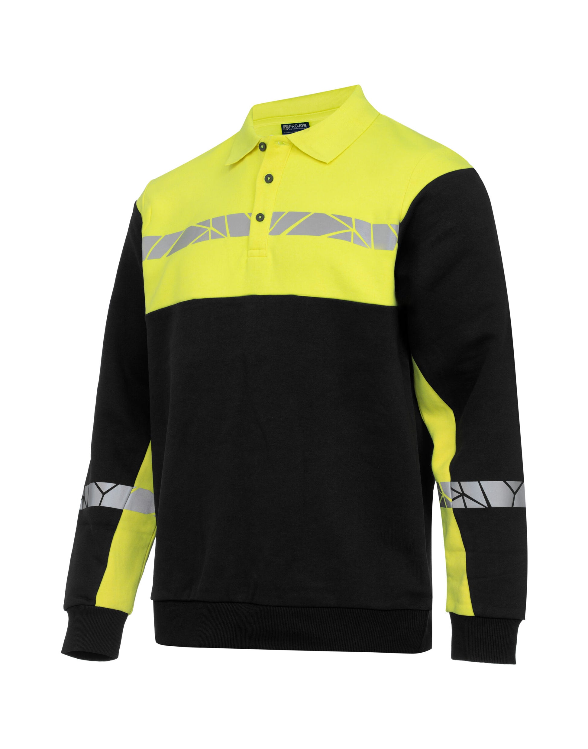 Progression 7100 Long Sleeve Polo Sweatshirt - Black/Yellow