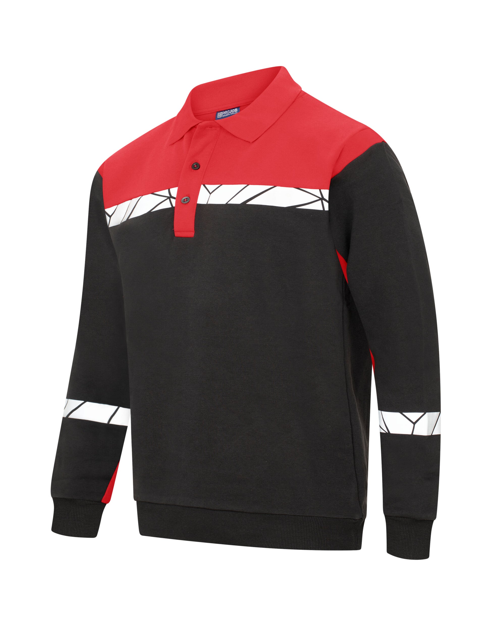 Progression 7100 Long Sleeve Polo Sweatshirt - Black/Red