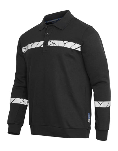 Progression 7100 Long Sleeve Polo Sweatshirt - Black/Black
