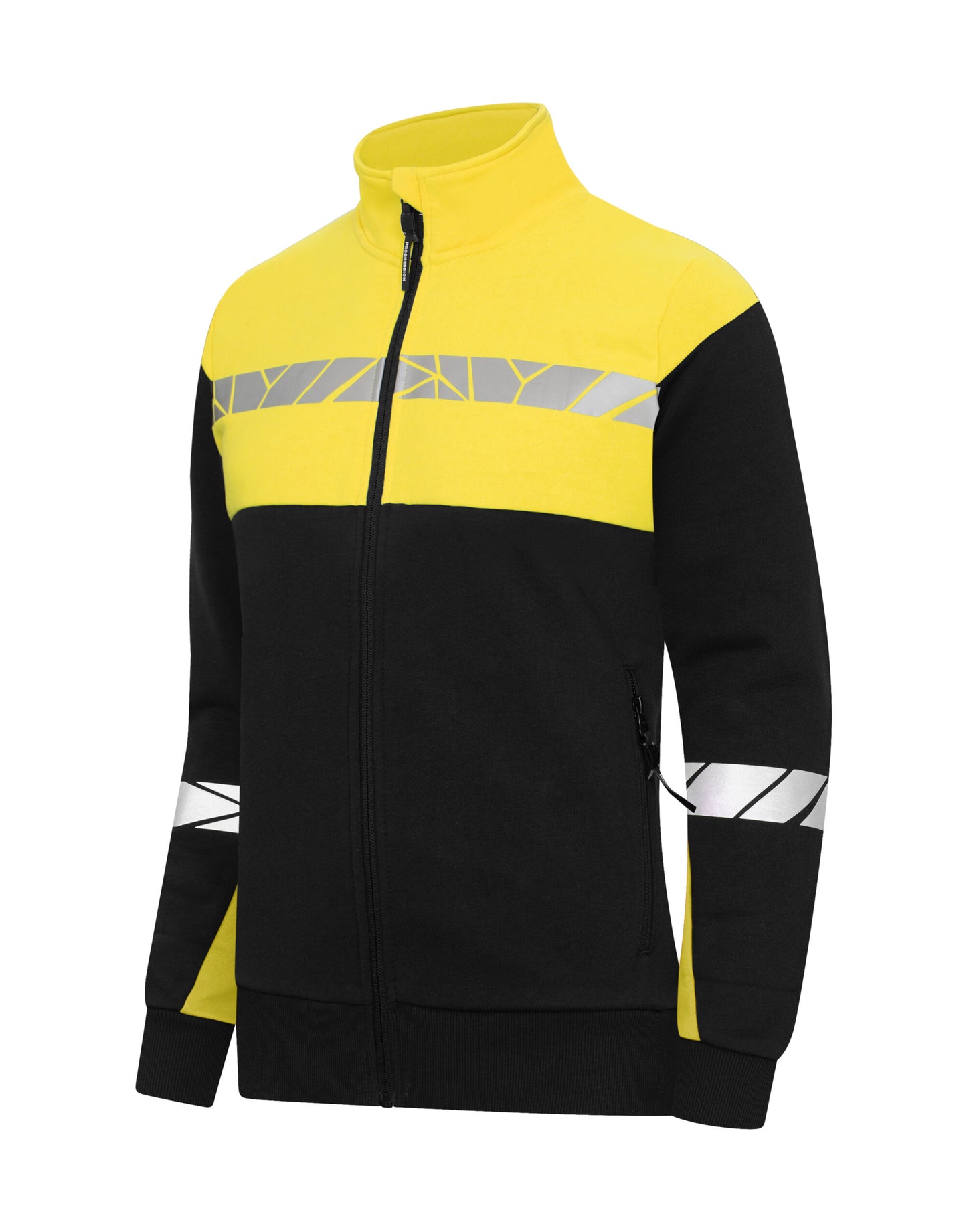 Progression 7105 Ladies Full Zip Sweatshirt - Black/Yellow