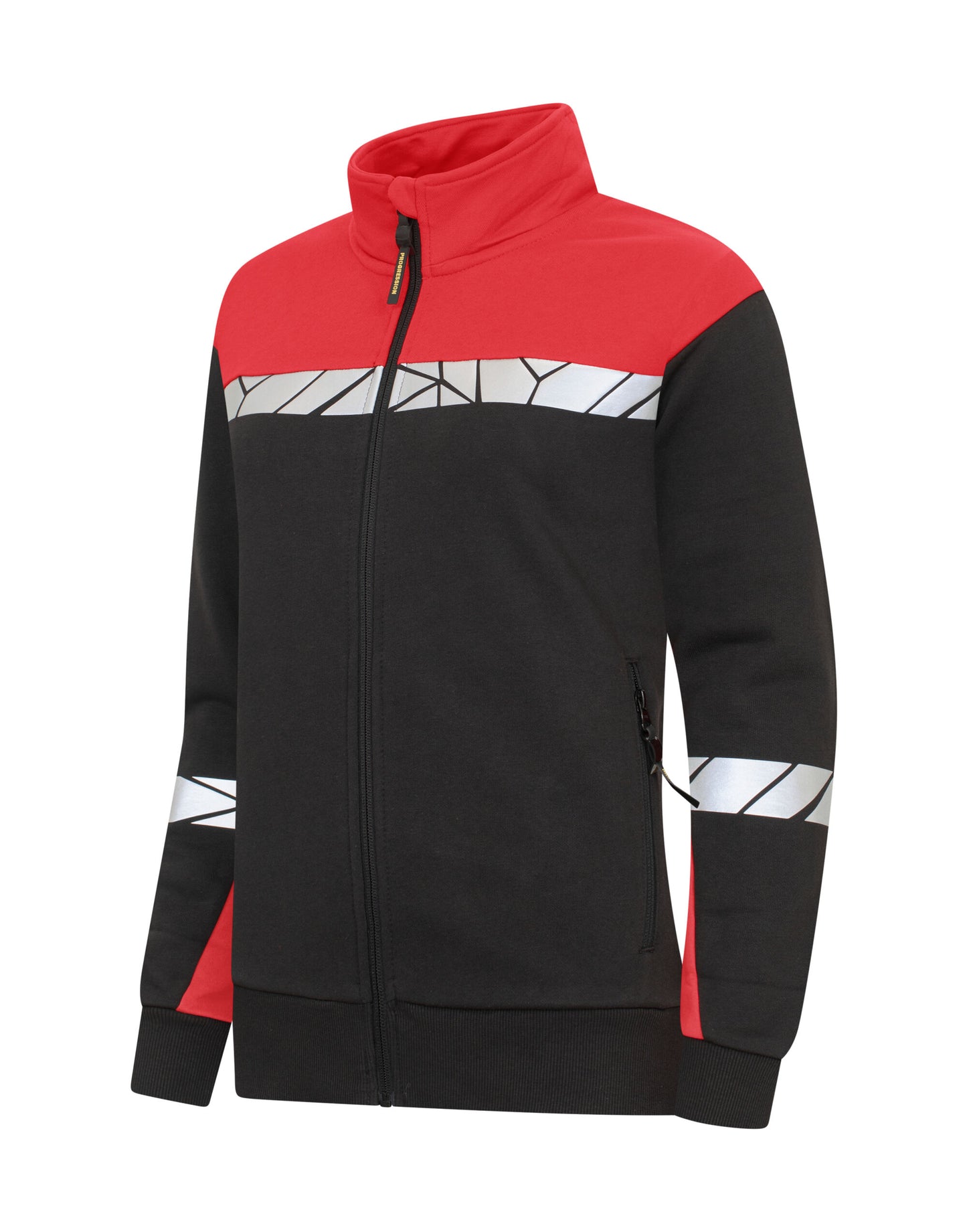 Progression 7105 Ladies Full Zip Sweatshirt - Black/Red