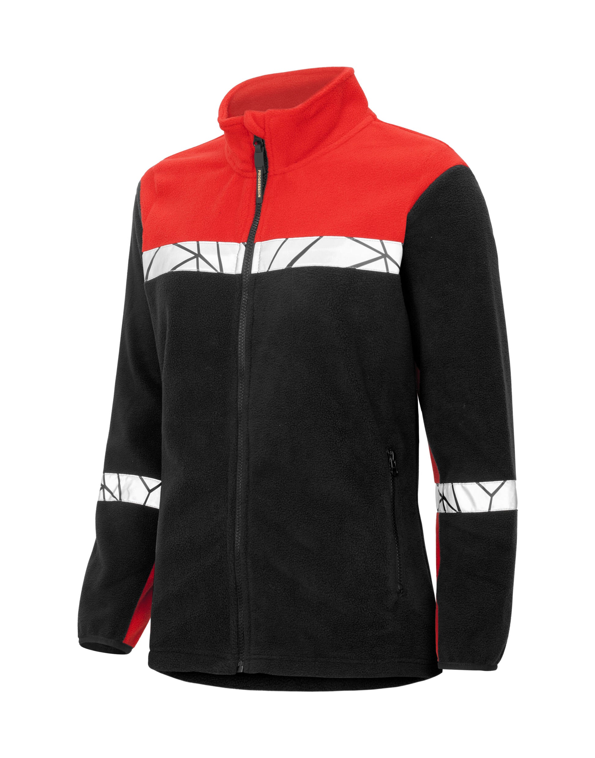 Progression 7301 Ladies Full Zip Fleece - Black/Red