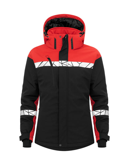 Progression 7418 Ladies Padded Softshell Jacket - Black/Red