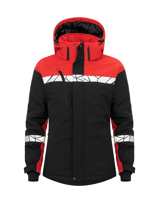 Progression 7418 Ladies Padded Softshell Jacket - Black/Red