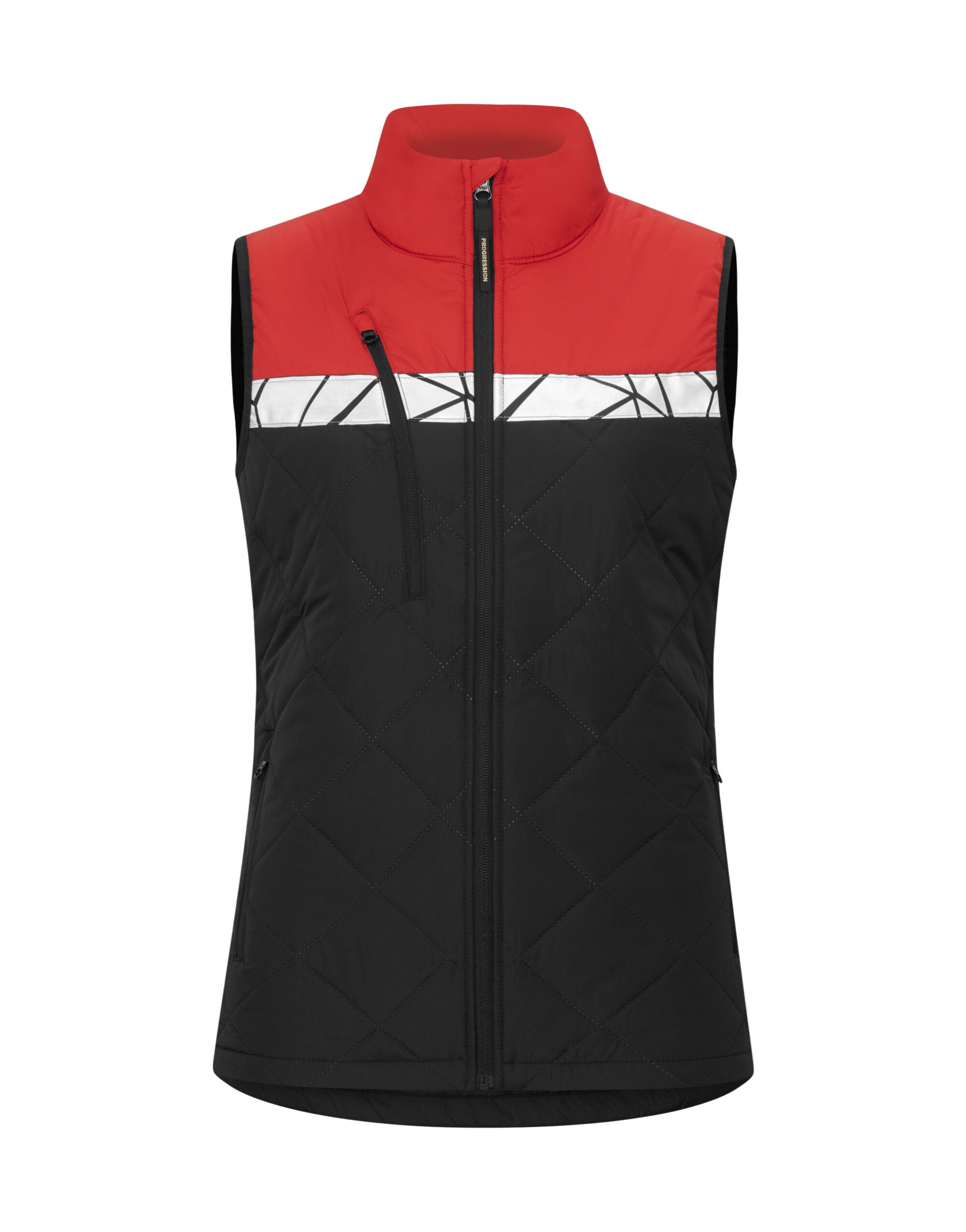Progression 7701 Ladies Quilted Vest - Black/Red