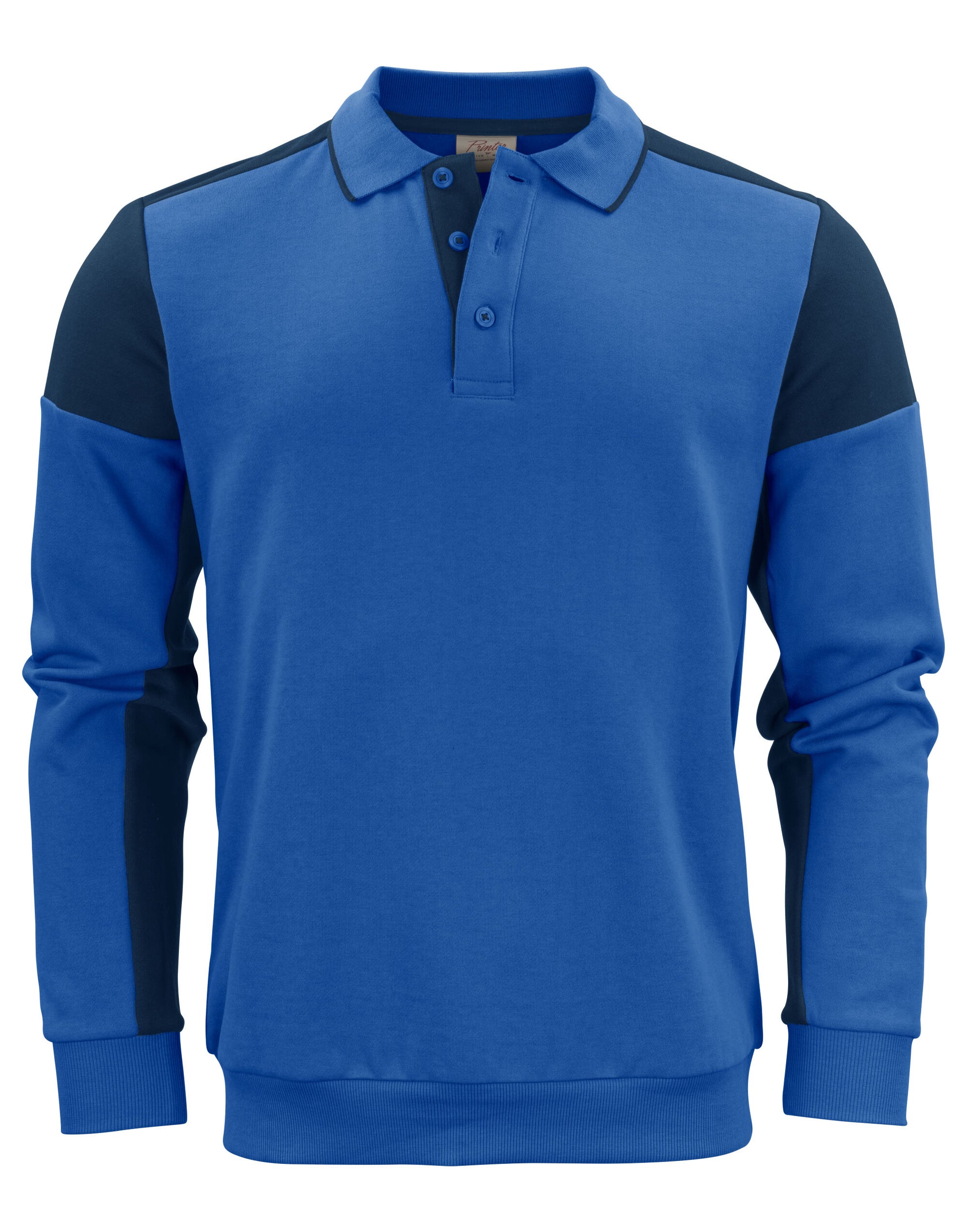 Long Sleeve Polo Sweatshirt - Cobalt/Navy