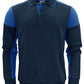 Long Sleeve Polo Sweatshirt - Navy/Cobalt
