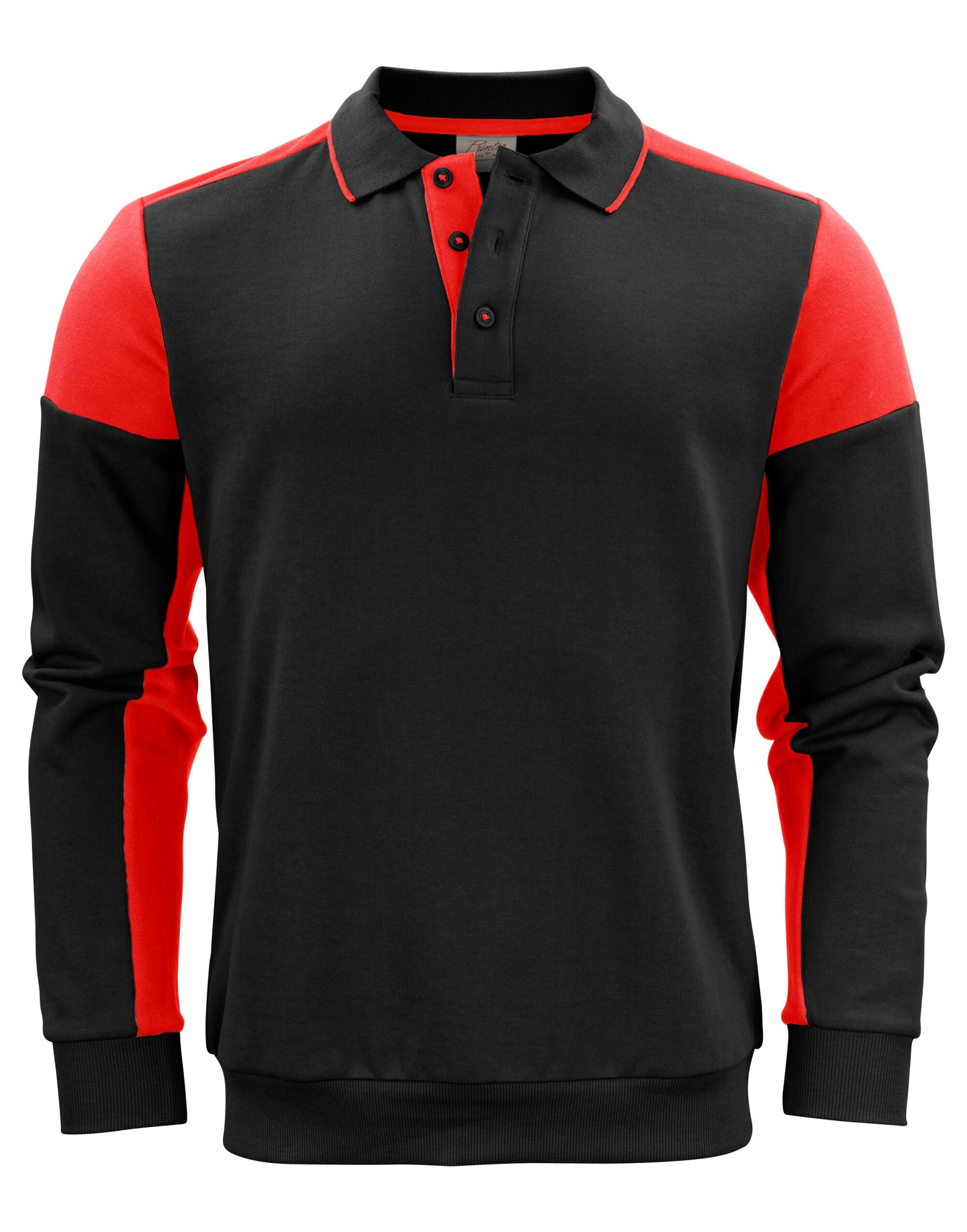 Long Sleeve Polo Sweatshirt - Black/Red
