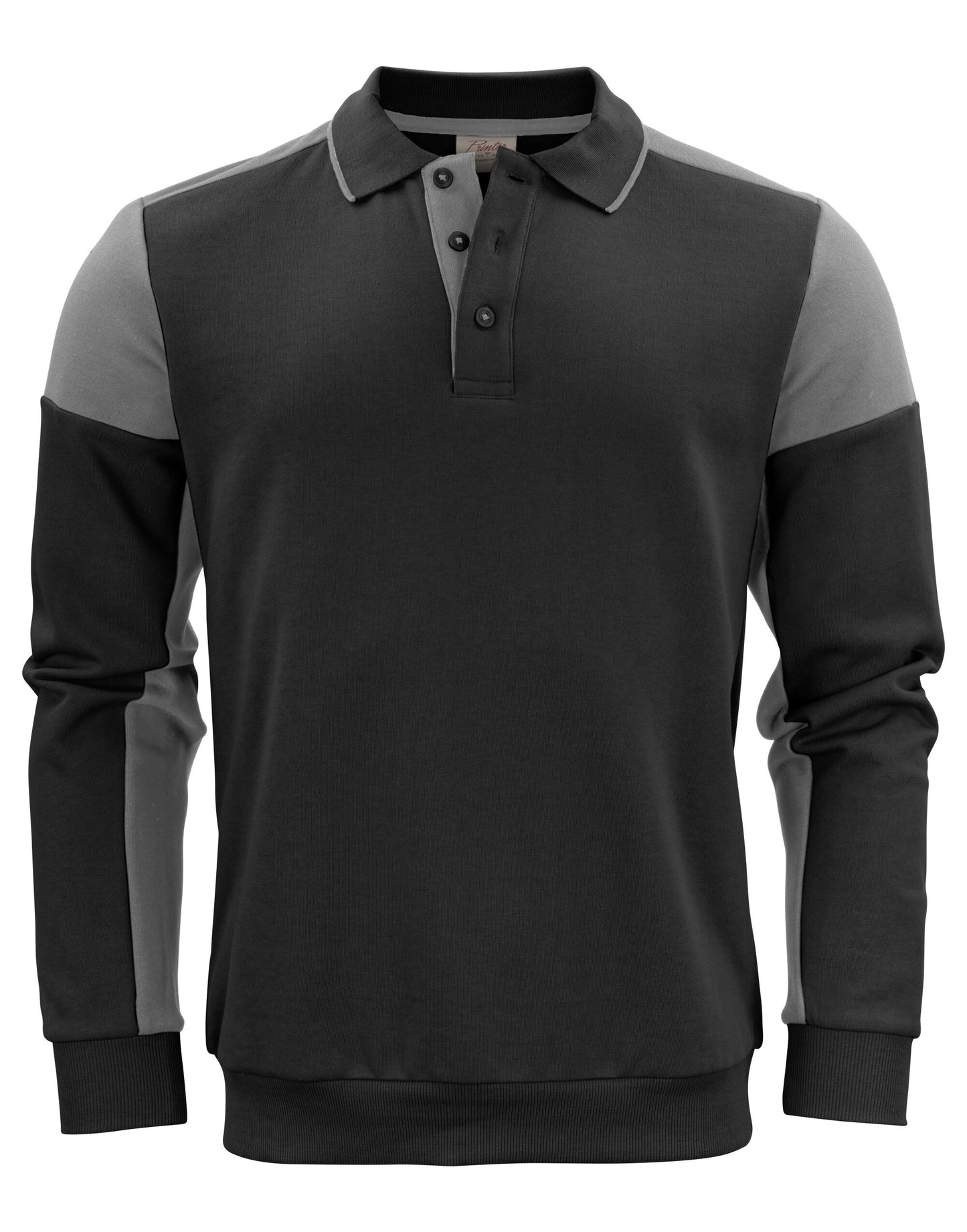 Long Sleeve Polo Sweatshirt - Black/Anthracite