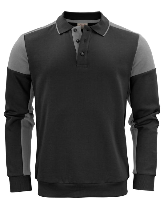 Long Sleeve Polo Sweatshirt - Black/Anthracite