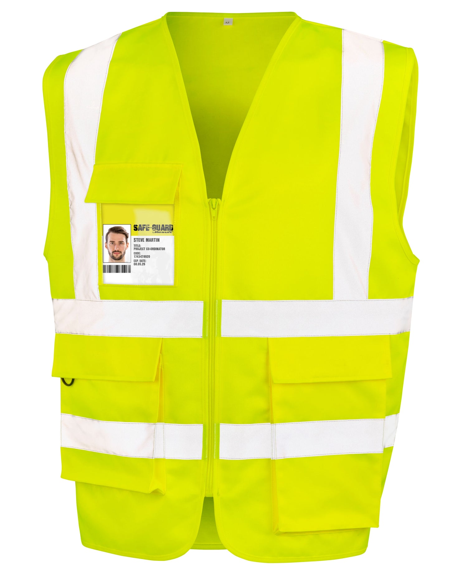 Heavy Duty Polycotton Security Vest - Fluoresent Yellow
