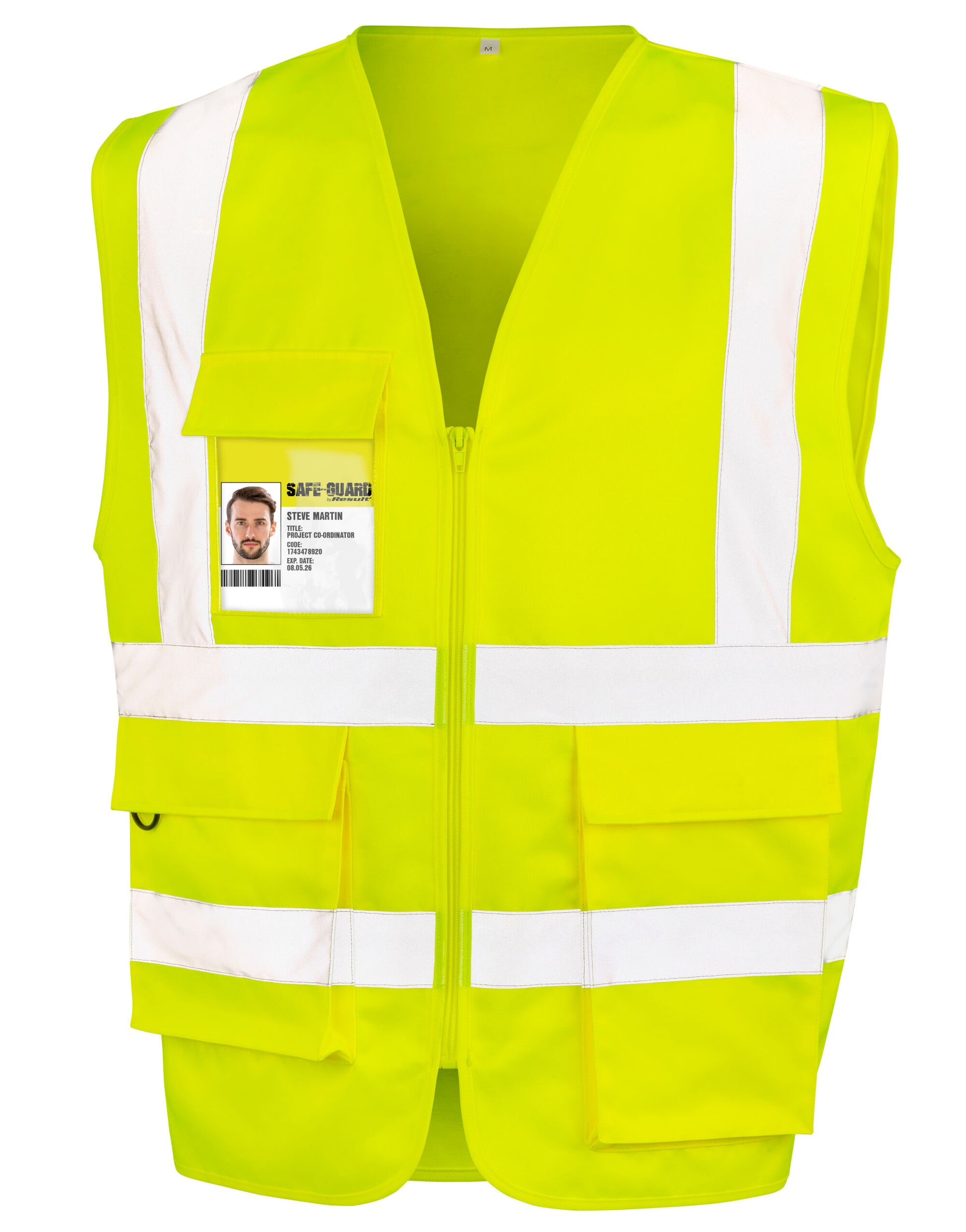 Heavy Duty Polycotton Security Vest - Fluoresent Yellow