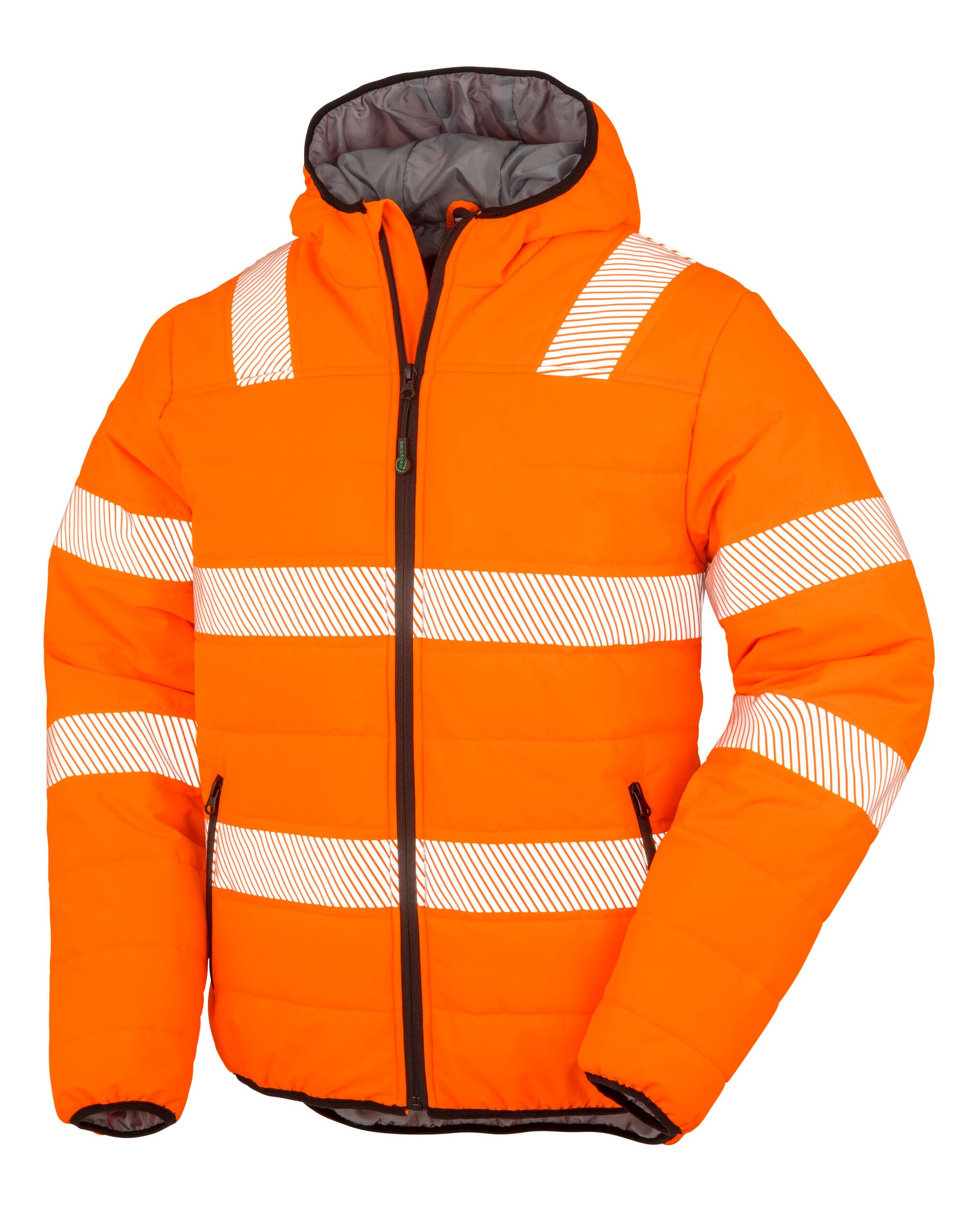 Recycled Ripstop Padded Safety Jacket - Fluoresent Orange