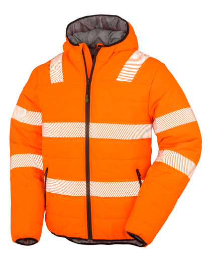 Recycled Ripstop Padded Safety Jacket - Fluoresent Orange
