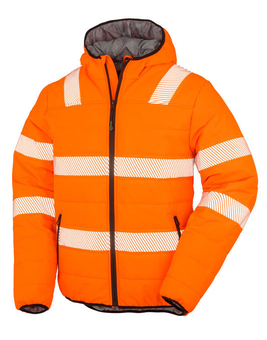 Recycled Ripstop Padded Safety Jacket - Fluoresent Orange