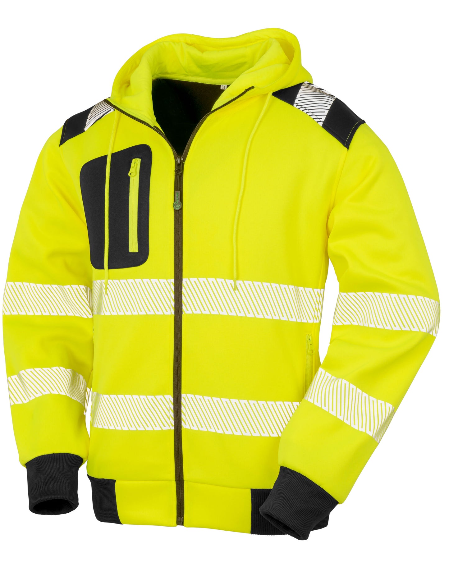 Recycled Zipped Safety Hoody - Fluoresent Yellow