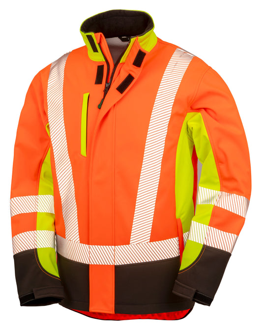 3-layer Printable 3-Tone Safety Softshell - Fluor Yellow/Fluor Orange/Black