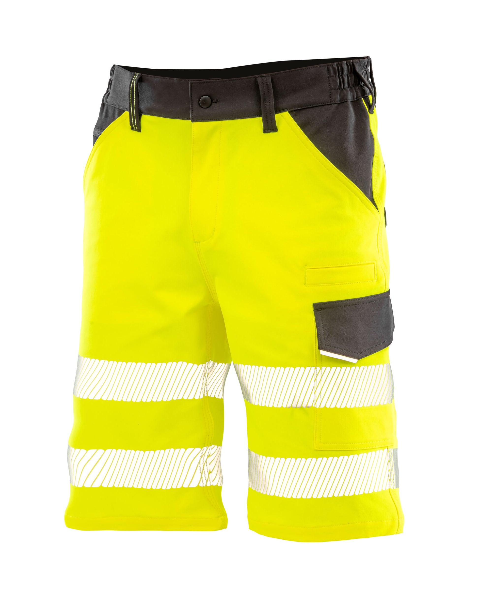 Recycled Dynamic Stretch Safety Shorts - Fluoresent Yellow