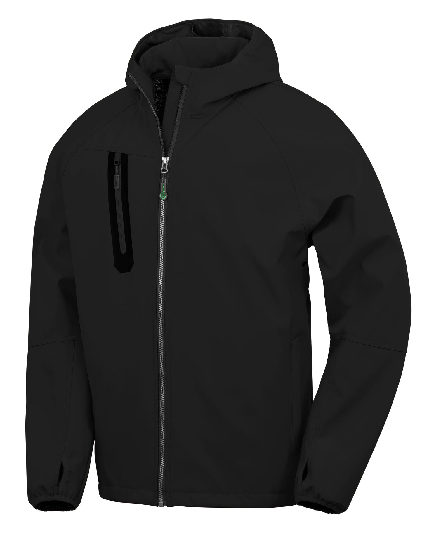 3-Layer Recycled Printable Casual Hooded Softshell - Black/Black