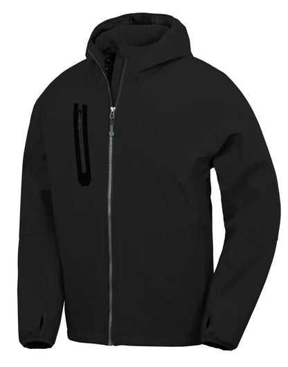 3-Layer Recycled Printable Casual Hooded Softshell - Black/Black