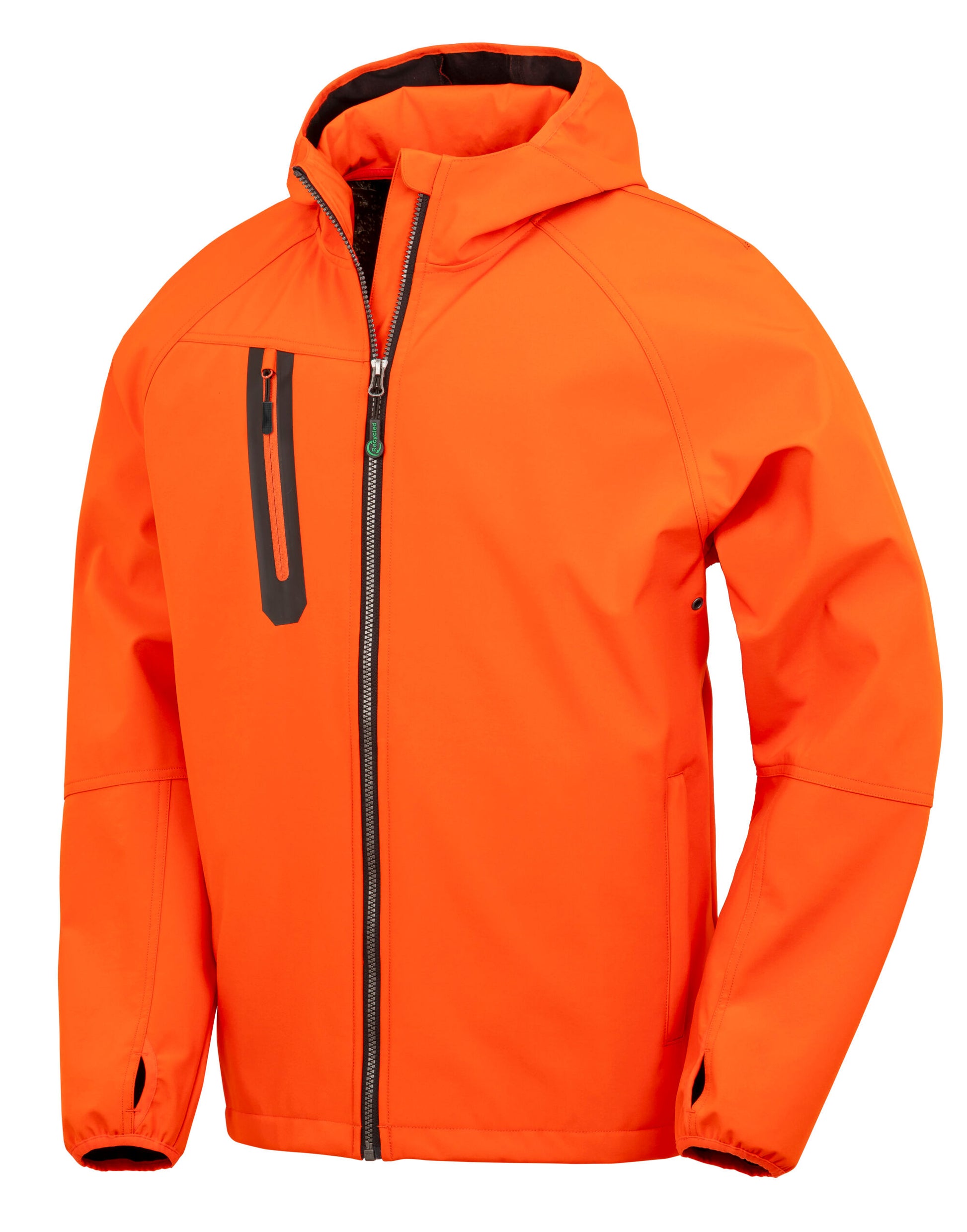 3-Layer Recycled Printable Casual Hooded Softshell - Orange/Navy