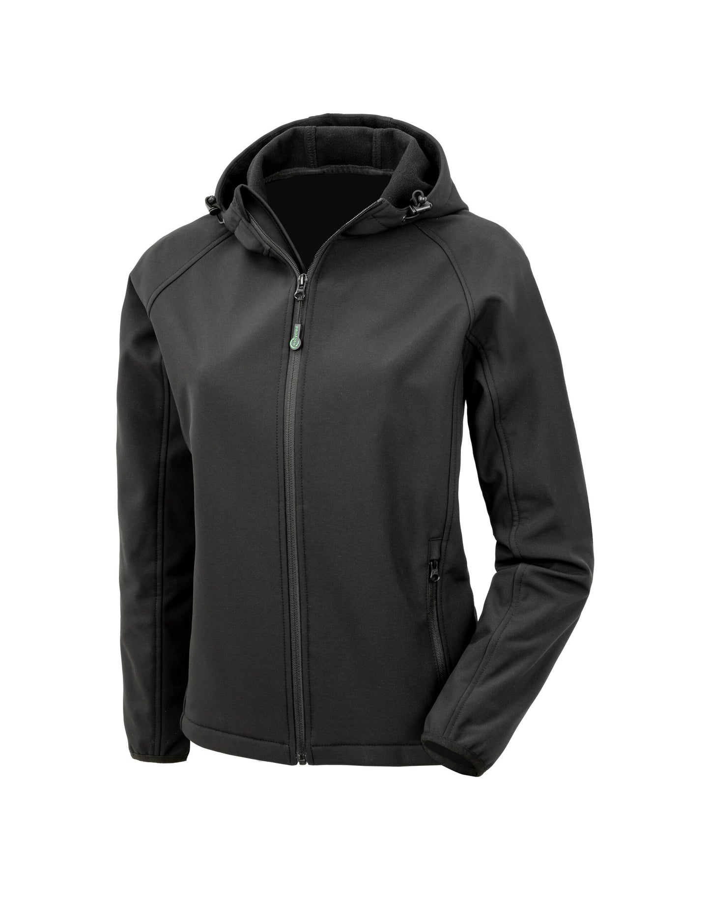 Ladies 3-Layer Recycled Printable Hooded Softshell - Black