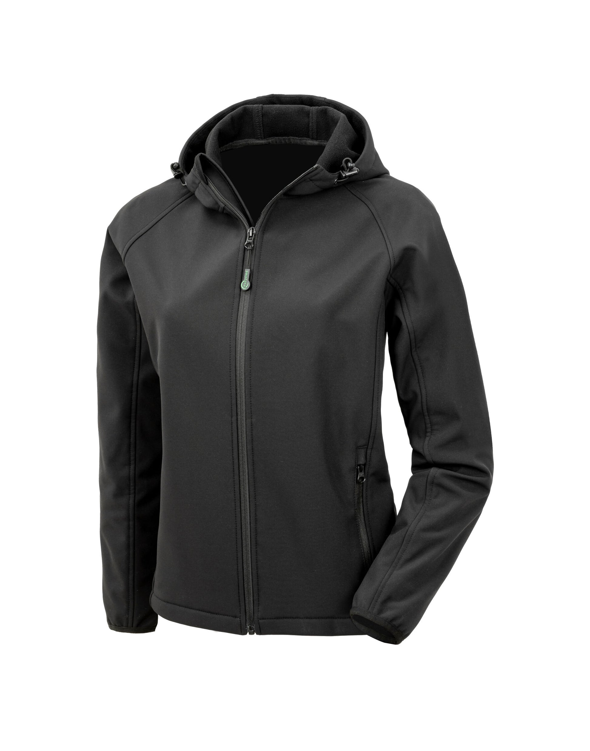 Ladies 3-Layer Recycled Printable Hooded Softshell - Black
