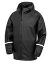 Prism PU Waterproof Jacket With Reflective Bands and Recycled Backing - Black