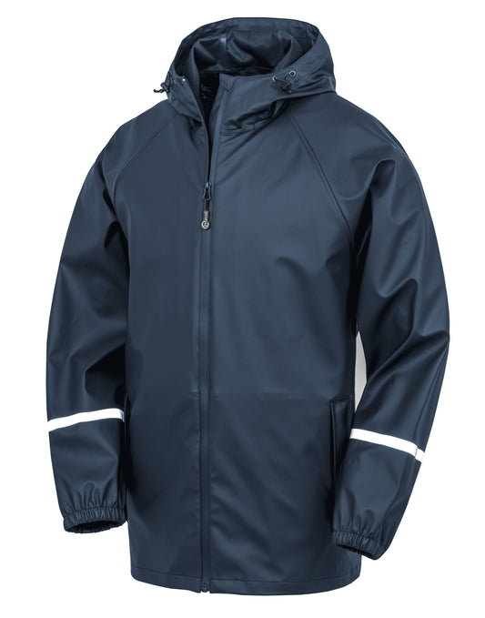 Prism PU Waterproof Jacket With Reflective Bands and Recycled Backing - Navy
