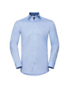 Men's Long Sleeve Tailored Contrast Herringbone Shirt - Light Blue/Mid Blue/Bright Navy
