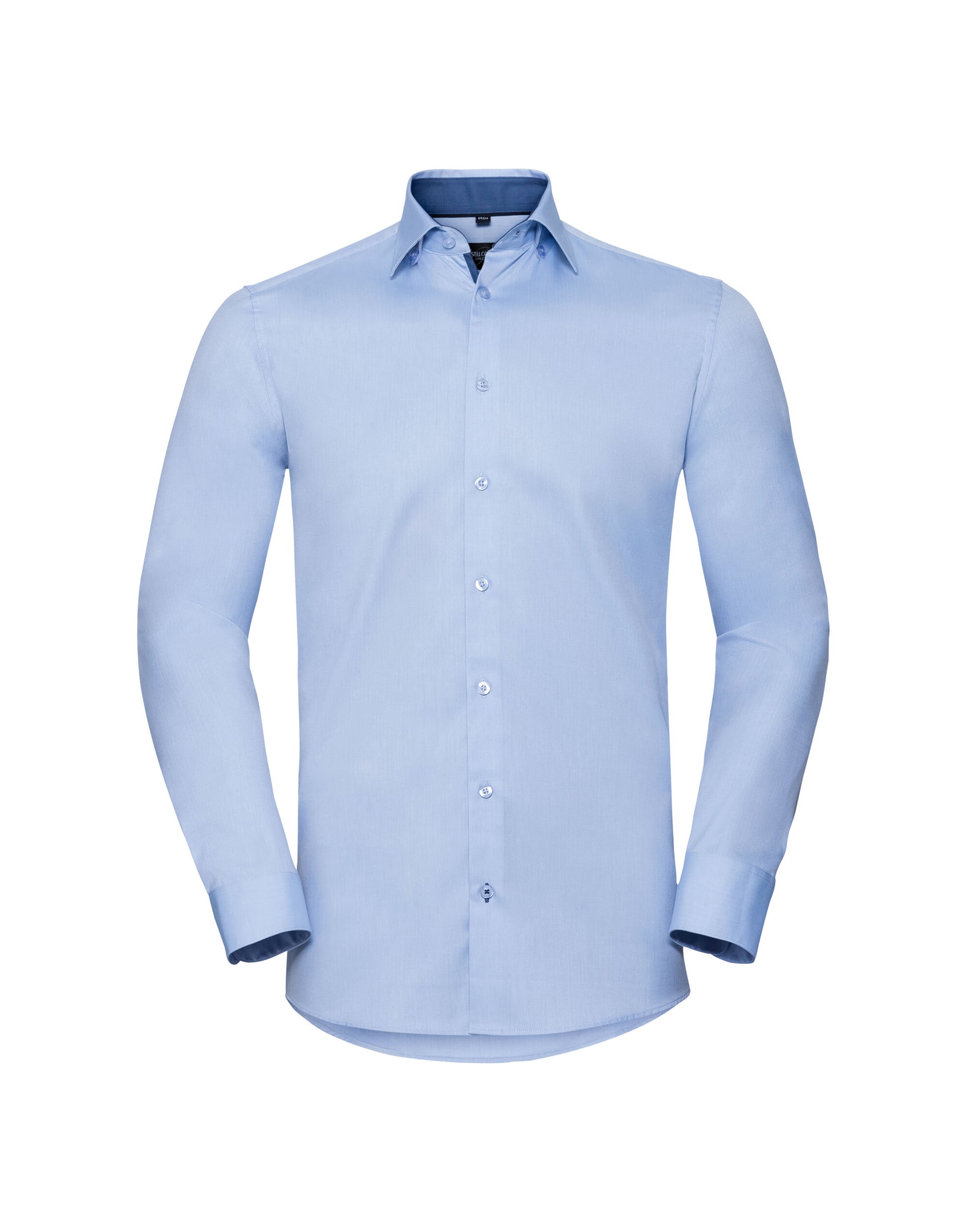 Men's Long Sleeve Tailored Contrast Herringbone Shirt - Light Blue/Mid Blue/Bright Navy