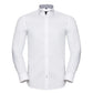 Men's Long Sleeve Tailored Contrast Herringbone Shirt - White/Silver/Convoy Grey