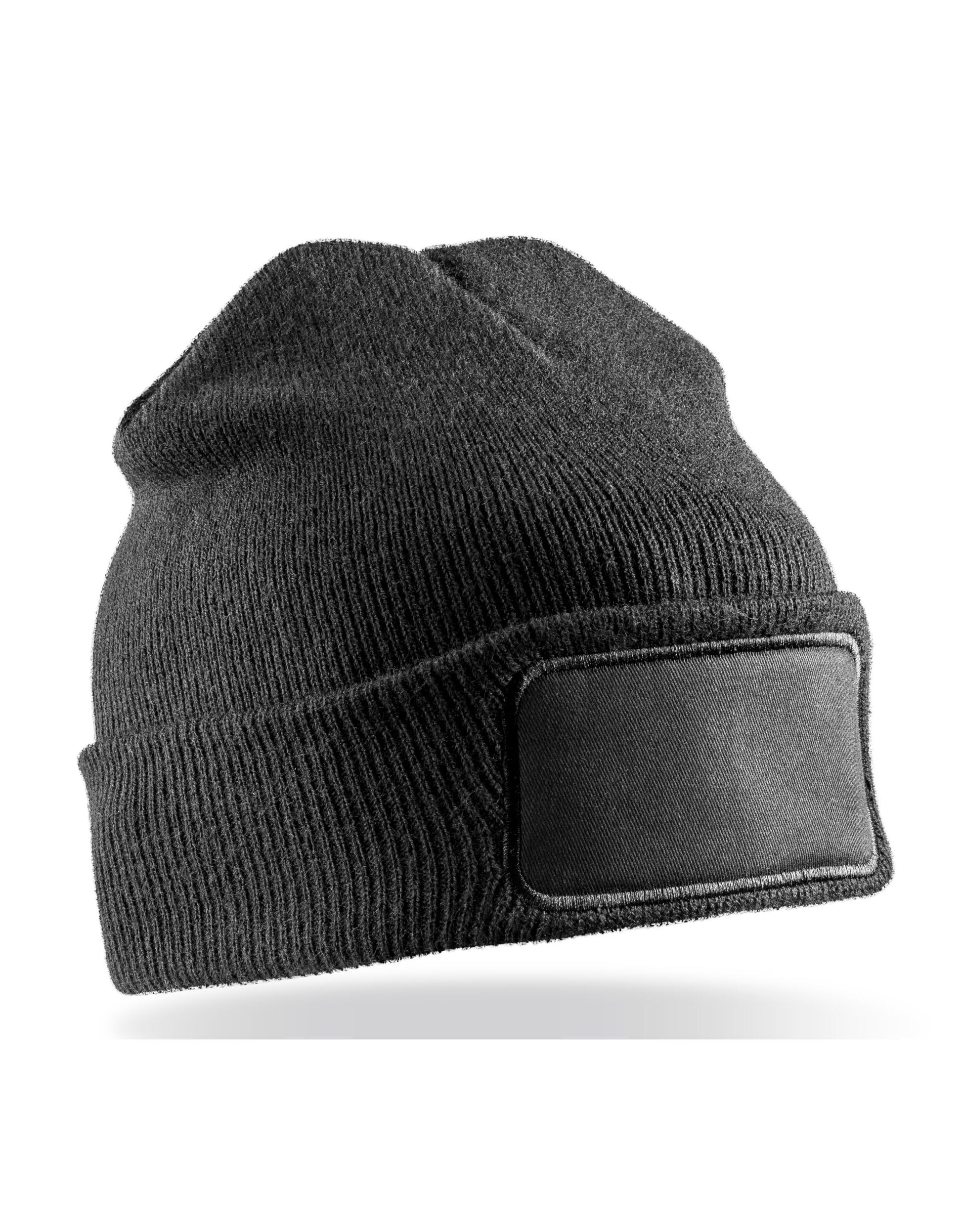 Recycled Double Knit Printers Beanie - Black