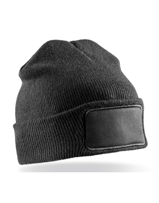 Recycled Double Knit Printers Beanie - Black