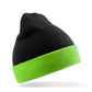 Recycled Black Compass Beanie - Black/Lime Green