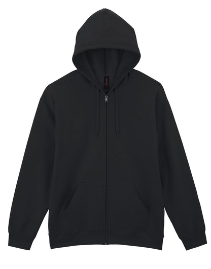 Softstyle Midweight Fleece Adult Full Zip Hooded Sweatshirt - Black