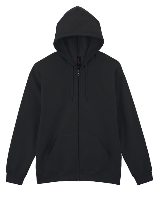 Softstyle Midweight Fleece Adult Full Zip Hooded Sweatshirt - Black