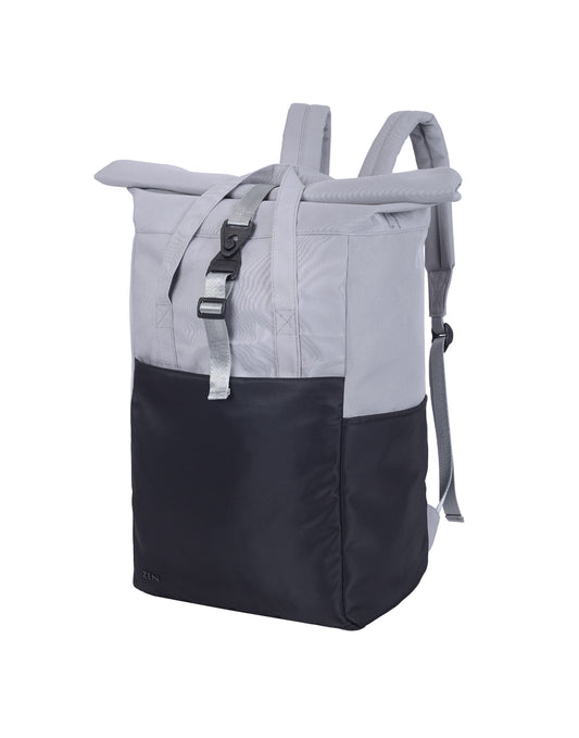 Ruby Roll-Top Laptop Backpack - Black/Grey