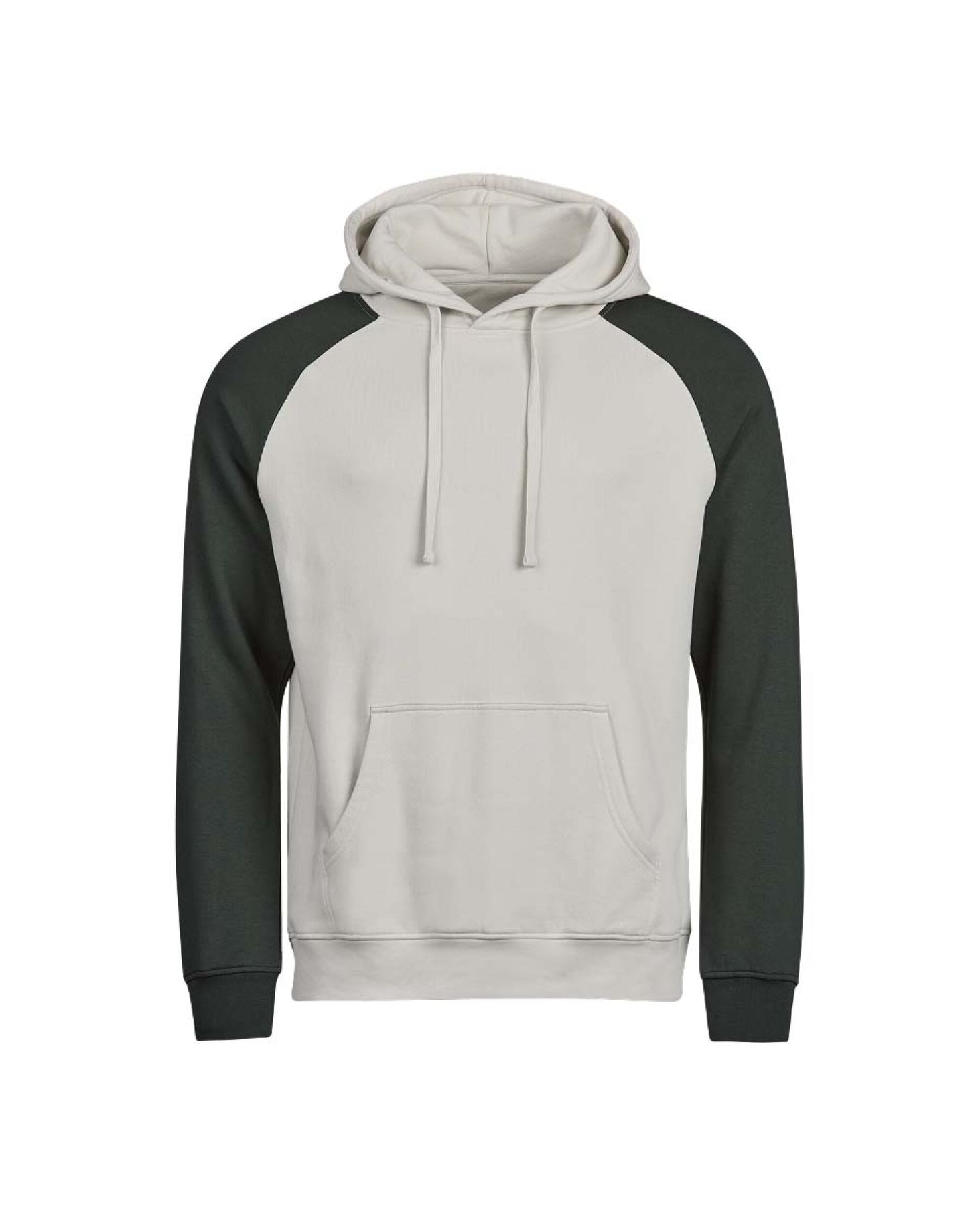 Unlabeled Two-Tone Hooded Sweatshirt - Cement/Dark Green
