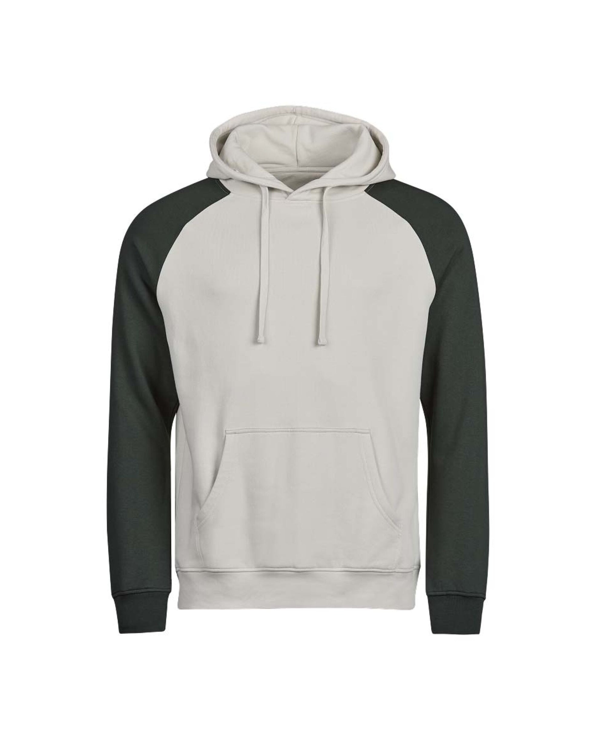 Unlabeled Two-Tone Hooded Sweatshirt - Cement/Dark Green