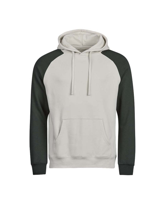 Unlabeled Two-Tone Hooded Sweatshirt - Cement/Dark Green